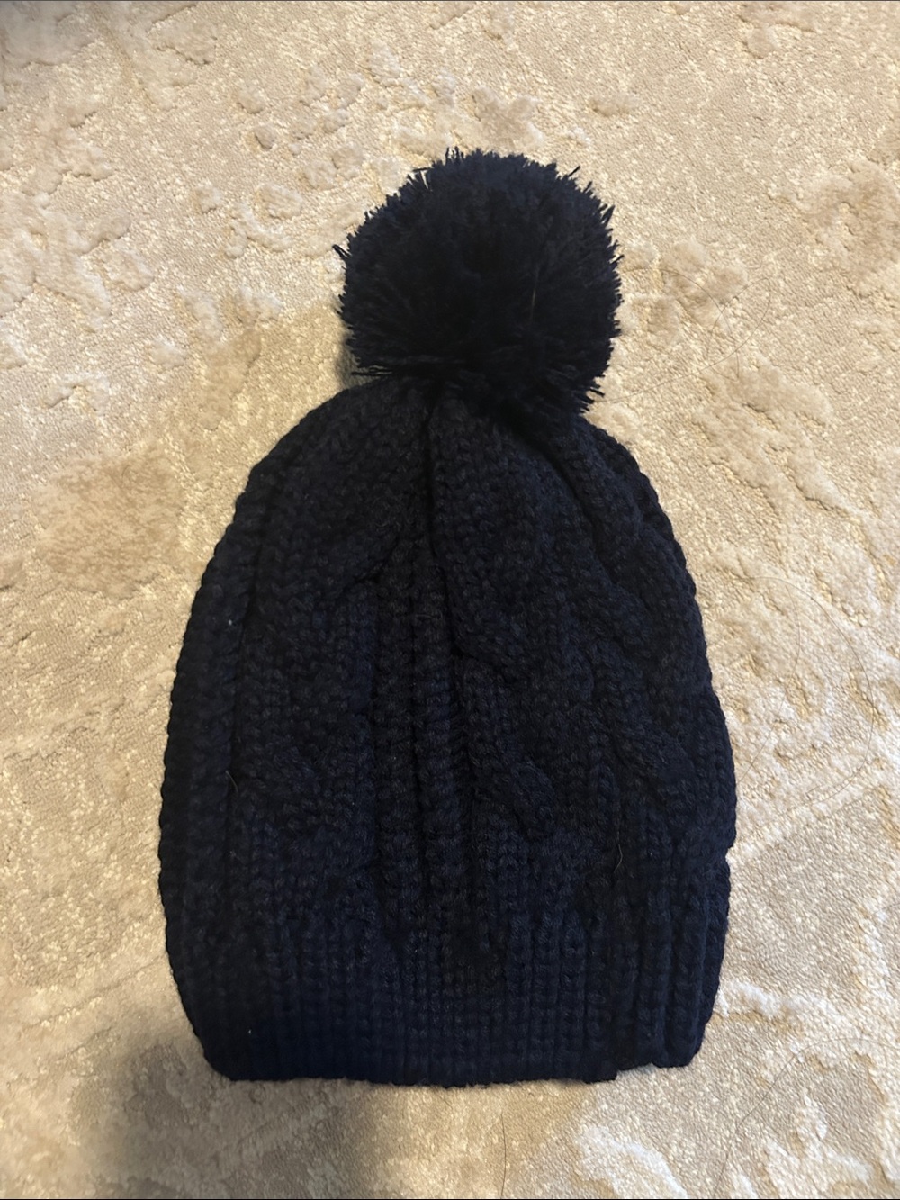 Pom Beanie Hat - Navy Blue